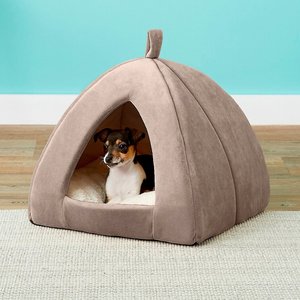 Frisco Tent Covered Dog & Cat Bed, Beige, Small