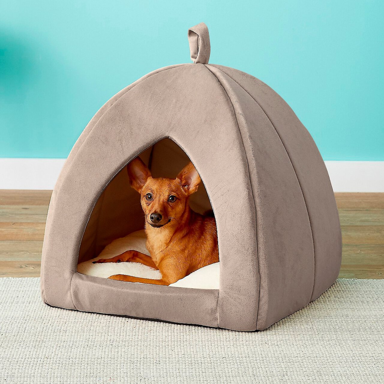 FRISCO Tent Covered Cat Dog Bed Sandy Beige Large