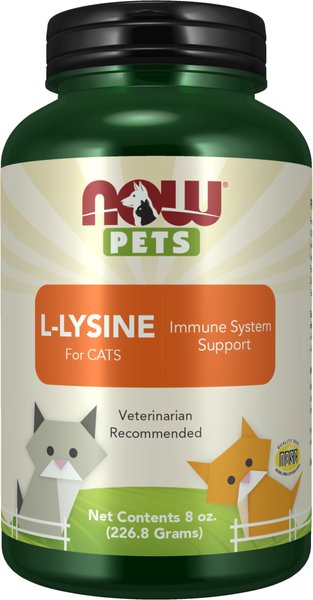 NOW Pets L-Lysine Immune System Support Cat Supplement, 8-oz jar slide 1 of 5