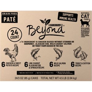 Purina Beyond Grain-Free Pate 4 Flavors Variety Pack Canned Cat Food, 3-oz, case of 24