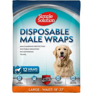 Simple Solution Disposable Male Dog Wrap, Large: 18 to 27-in waist, 12 count