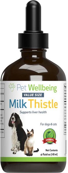 Pet Wellbeing Milk Thistle Bacon Flavored Liquid Liver Supplement for Dogs & Cats, 4-oz bottle slide 1 of 8