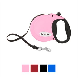Frisco Nylon Tape Reflective Retractable Dog Leash, Pink, Small: 16-ft long, 3/8-in wide