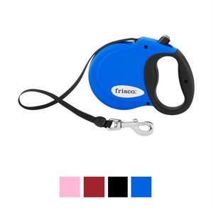 Frisco Nylon Tape Reflective Retractable Dog Leash, Blue, Large: 16-ft long, 9/16-in wide