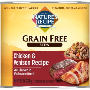 Nature's Recipe Grain-Free Chicken & Venison Stew Canned Dog Food, 10-oz, case of 12