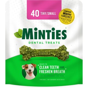 VetIQ Minties Tiny/Small Dental Dog Treats, 40 count