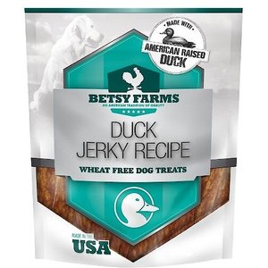 Betsy Farms Natural Duck Jerky Recipe Wheat Free Dog Treats, 12-oz bag