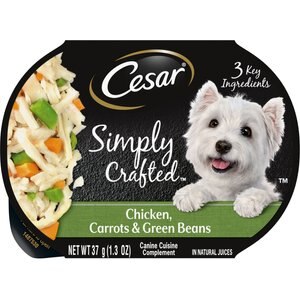 Cesar Simply Crafted Chicken, Carrots & Green Beans Limited-Ingredient Wet Dog Food Topper, 1.3-oz, case of 10