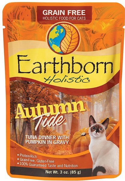 Earthborn Holistic Autumn Tide Tuna Dinner with Pumpkin in Gravy Grain-Free Cat Food Pouches, 3-oz pouch, case of 24 slide 1 of 7
