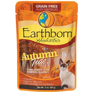 Earthborn Holistic Autumn Tide Tuna Dinner with Pumpkin in Gravy Grain-Free Cat Food Pouches, 3-oz pouch, case of 24