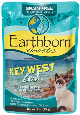 Earthborn Holistic Key West Zest Tuna Dinner with Mackerel in Gravy Grain-Free Cat Food Pouches, slide 1 of 1