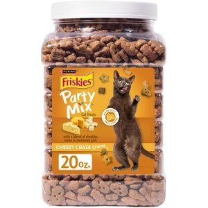 Purina Friskies Party Mix Cheezy Craze Crunch Cat Treats, 20-oz tub