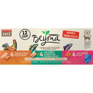 Purina Beyond Grain-Free Pate 3 Flavors Variety Pack Canned Cat Food, 3-oz, case of 12