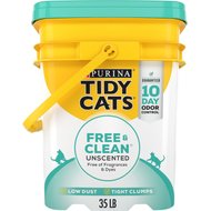 Tidy Cats Free & Clean Unscented Clumping Clay Cat Litter, 35-lb pail
