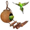 SunGrow Coconut Bird Nest with Ladder, Parakeet & Budgie Toys for Cage