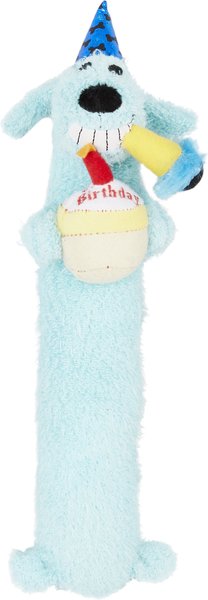 Multipet Loofa Birthday Squeaky Plush Dog Toy, Color Varies, 12-in slide 1 of 7