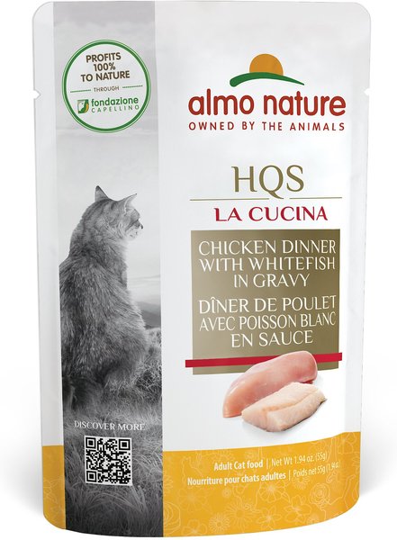 Almo Nature HQS La Cucina Chicken with Whitefish Grain-Free Cat Food Pouches, 1.94-oz, case of 24 slide 1 of 7