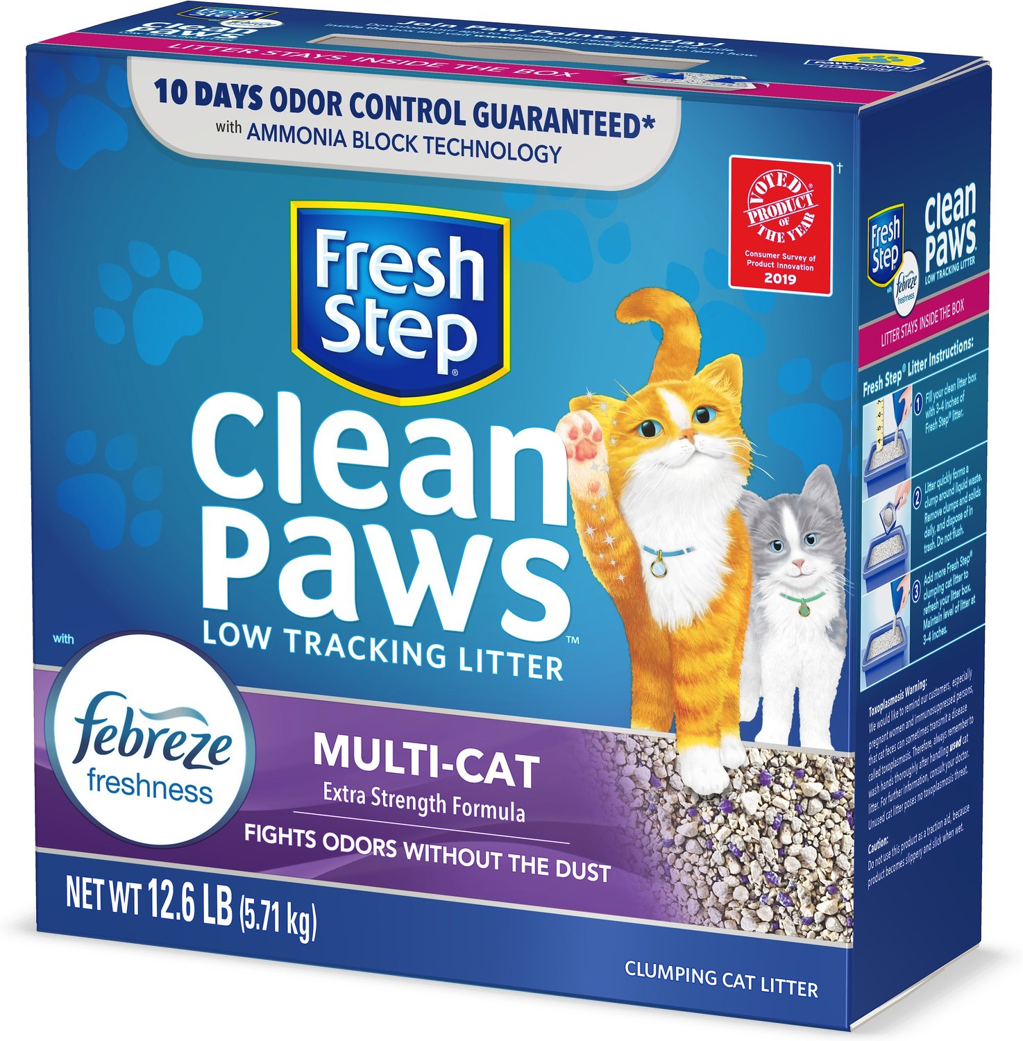 Fresh Step Clean Paws MultiCat Low Tracking Cat Litter, 12.6lb box