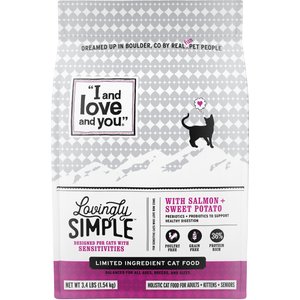 I and Love and You Lovingly Simple Limited Ingredient Diet Salmon and Sweet Potato Dry Cat Food, 3.4-lb bag