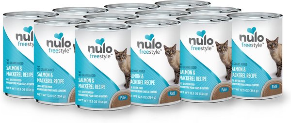 Nulo Freestyle Salmon & Mackerel Recipe Grain-Free Canned Cat & Kitten Food, 12.5-oz, case of 12 slide 1 of 4
