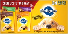 Pedigree Choice Cuts in Gravy Variety Pack Filet Mignon, Grilled Chicken, Chicken Casserole & Beef Noodl...