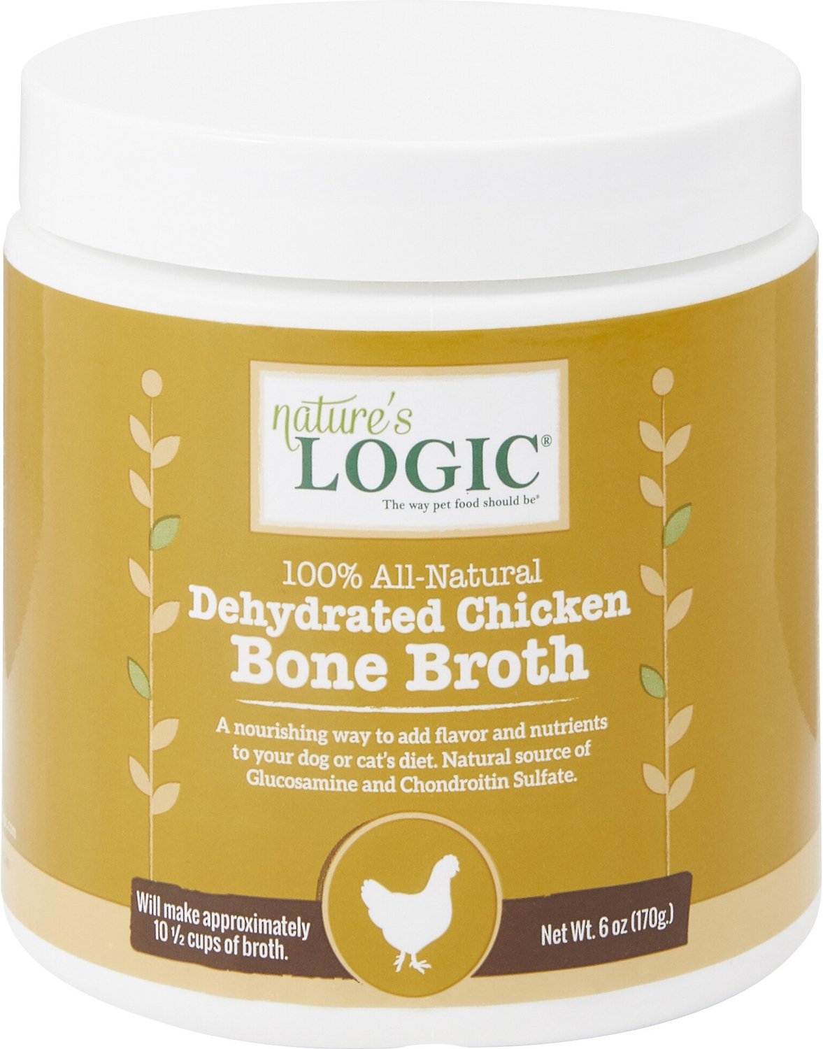 Nature's Logic Dehydrated Chicken Bone Broth for Dogs & Cats, 6oz tub