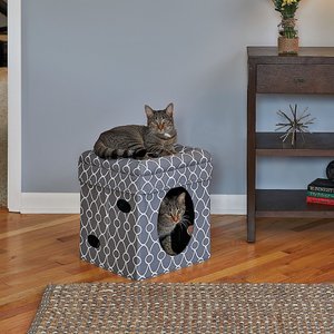 MidWest Curious Cube Cat Condo, Geometric Gray