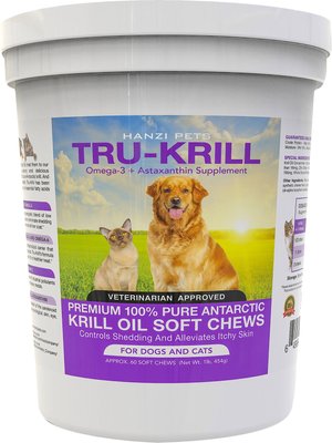 Hanzi Pets Tru-Krill Antarctic Krill Oil Omega-3 & Astaxanthin Dog & Cat Soft Chews, slide 1 of 1