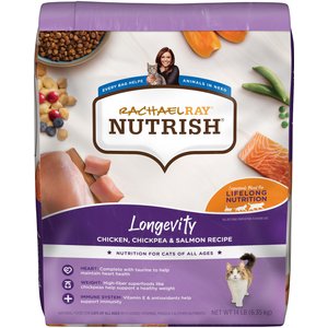 Rachael Ray Nutrish Longevity Natural Chicken with Chickpeas & Salmon Recipe Dry Cat Food, 14-lb bag