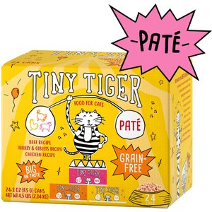 Tiny Tiger Pate Beef & Poultry Recipes Variety Pack Grain-Free Canned Cat Food, 3-oz, case of 24