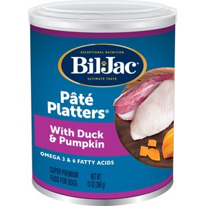 Bil-Jac Pate Platters Grain-Free with Duck & Pumpkin Canned Dog Food, 13-oz, case of 12