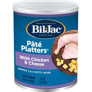 Bil-Jac Pate Platters Grain-Free with Chicken & Cheese Canned Dog Food, 13-oz, case of 12