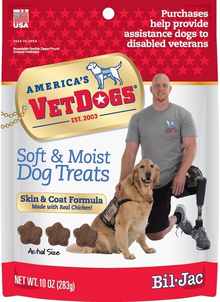 Bil-Jac America's VetDogs Skin & Coat Dog Treats, 10-oz bag slide 1 of 6