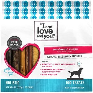 I and Love and You Cow-Boom! Strips Beef Gullet Dog Chews, 6-in, 20 count