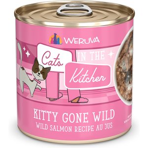 Weruva Cats in the Kitchen Kitty Gone Wild Salmon Au Jus Grain-Free Canned Cat Food, 10-oz, case of 12