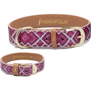 FriendshipCollar Pedigree Princess Leather Dog Collar with Friendship Bracelet, X-Large: 19 to 22-in neck, 1-in wide