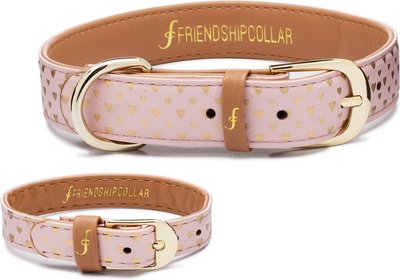 FriendshipCollar Puppy Love Leather Dog Collar with Friendship Bracelet, slide 1 of 1