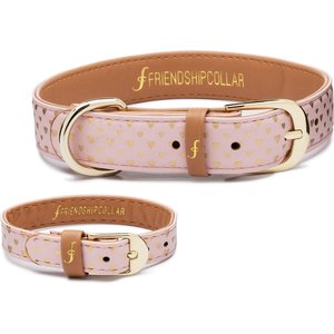 FriendshipCollar Puppy Love Leather Dog Collar with Friendship Bracelet, Large: 17 to 20-in neck, 1-in wide