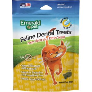 Emerald Pet Feline Dental Treats with Turducky Cat Treats, 3-oz bag