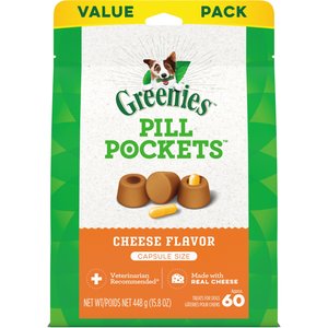 Greenies Pill Pockets Cheese Flavor Dog Treats, Capsule Size, 60 count