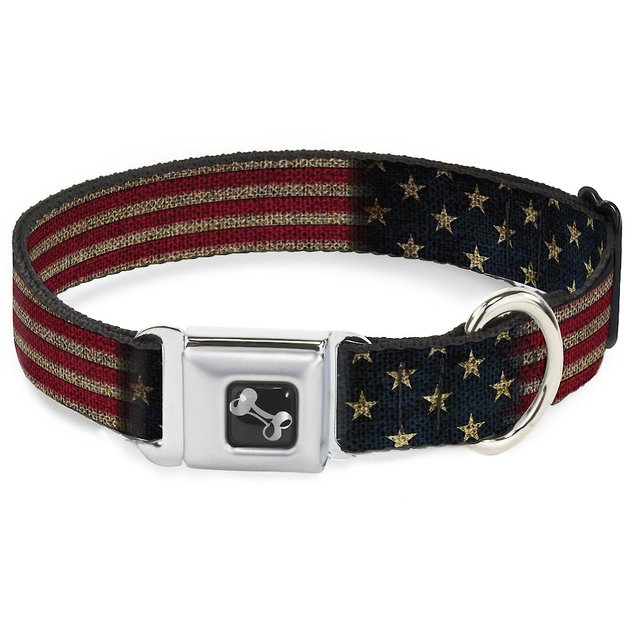 Buckle-Down Vintage US Flag Polyester Seatbelt Buckle Dog Collar