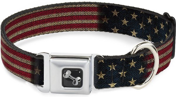 Buckle-Down Vintage US Flag Polyester Seatbelt Buckle Dog Collar, Wide Small: 13 to 18-in neck, 1.5-in wide slide 1 of 8