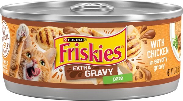 Friskies Extra Gravy Pate with Chicken in Savory Gravy Canned Cat Food, 5.5-oz, case of 24 slide 1 of 10