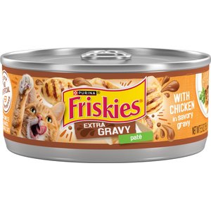 Friskies Extra Gravy Pate with Chicken in Savory Gravy Canned Cat Food, 5.5-oz, case of 24