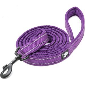 Chai's Choice Premium Outdoor Adventure Padded 3M Polyester Reflective Dog Leash, Purple, 6.5-ft long, 4/5-in wide