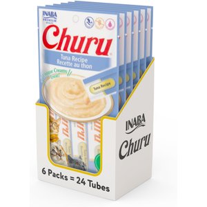 Inaba Churu Grain-Free Tuna Puree Lickable Cat Treat, 0.5-oz tube, pack of 24