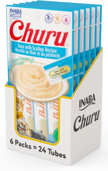 Inaba Churu Grain-Free Tuna with Scallop Puree Lickable Cat Treat, 0.5-oz tube, pack of 24 slide 1 of 8