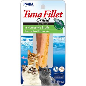 Inaba Ciao Grain-Free Grilled Tuna Fillet in Homestyle Broth Cat Treat, 0.52-oz pouch