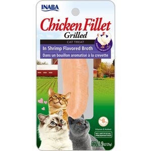 Inaba Ciao Grain-Free Grilled Chicken Fillet in Shrimp Flavored Broth Cat Treat, 0.9-oz pouch
