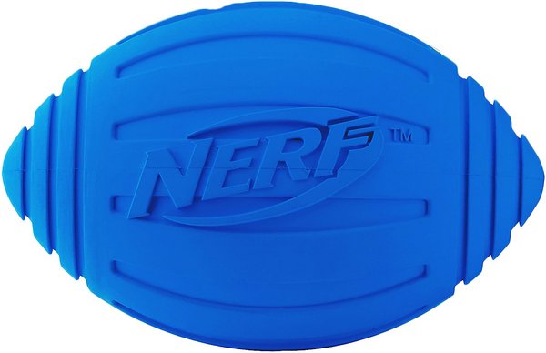 Nerf Dog Ridged Squeak Football Dog Toy, Large, Blue slide 1 of 4